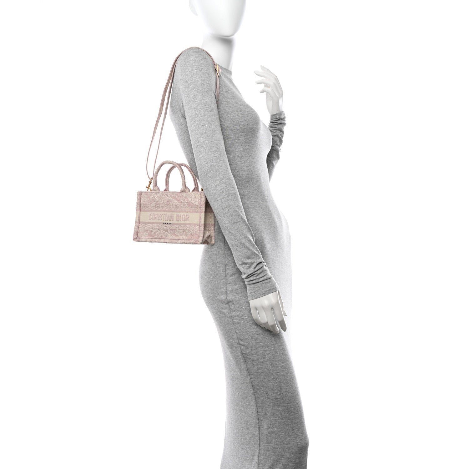 Canvas Embroidered Mini Toile De Jouy Book Tote With Strap Rose Multicolor