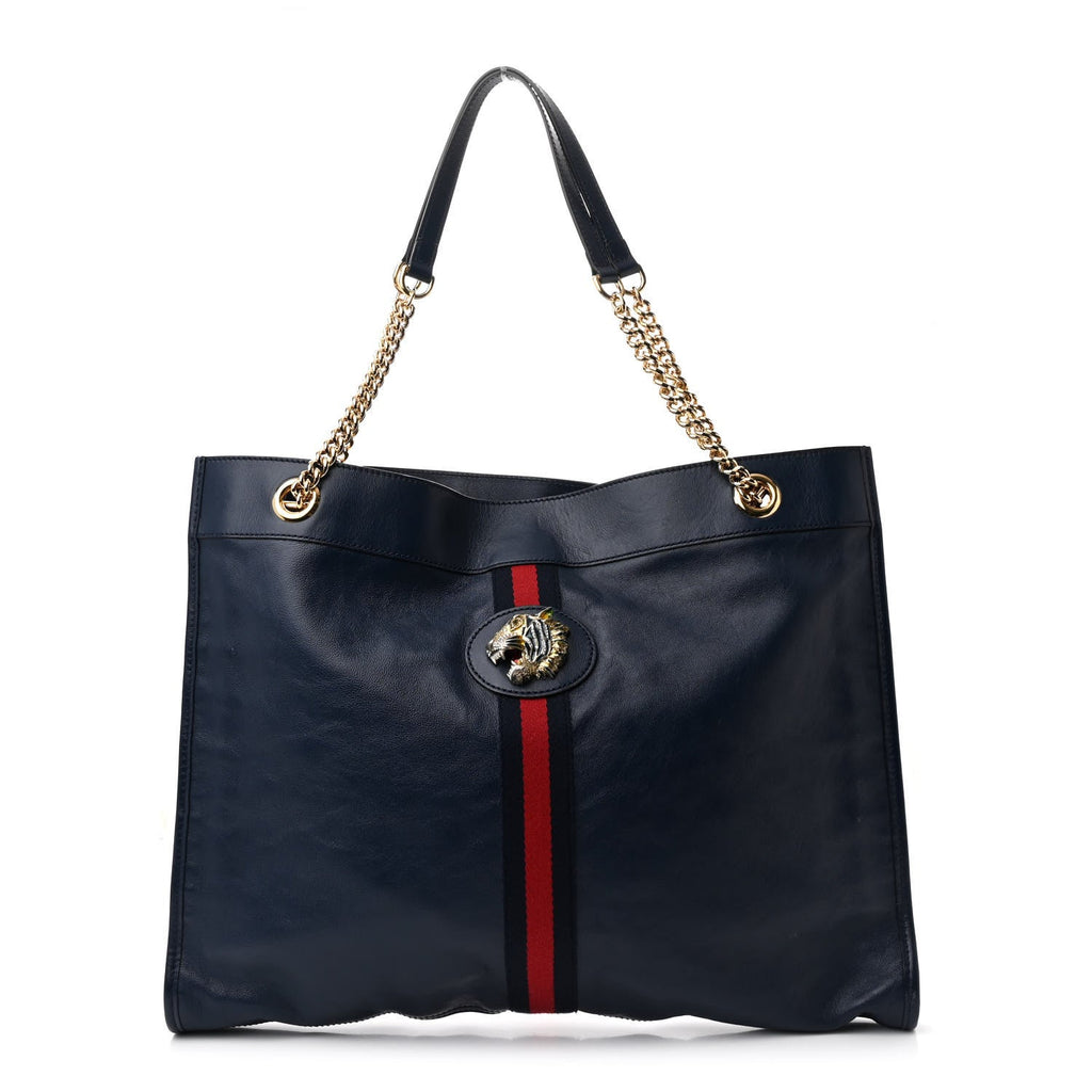 Calfskin Web Large Rajah Chain Tote Blue