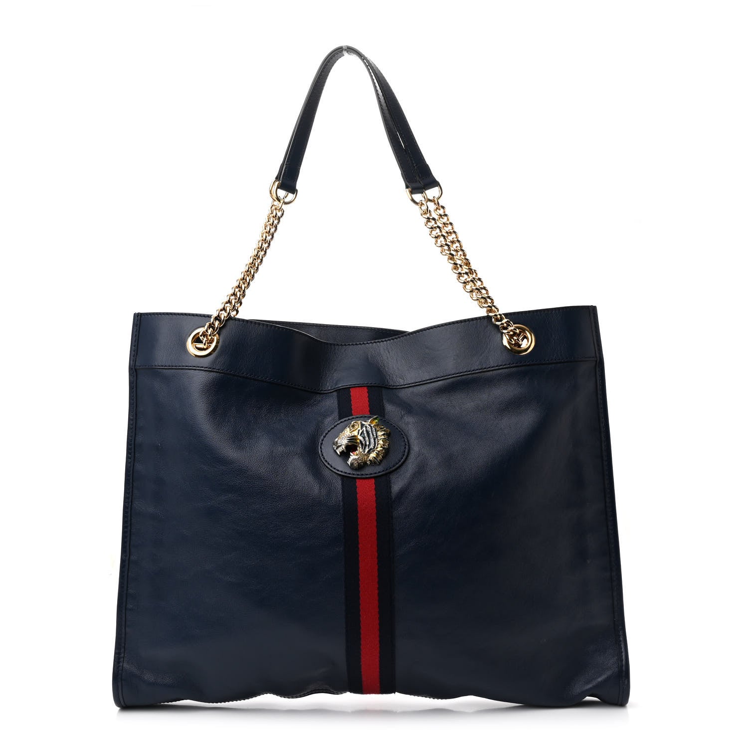 Calfskin Web Large Rajah Chain Tote Blue