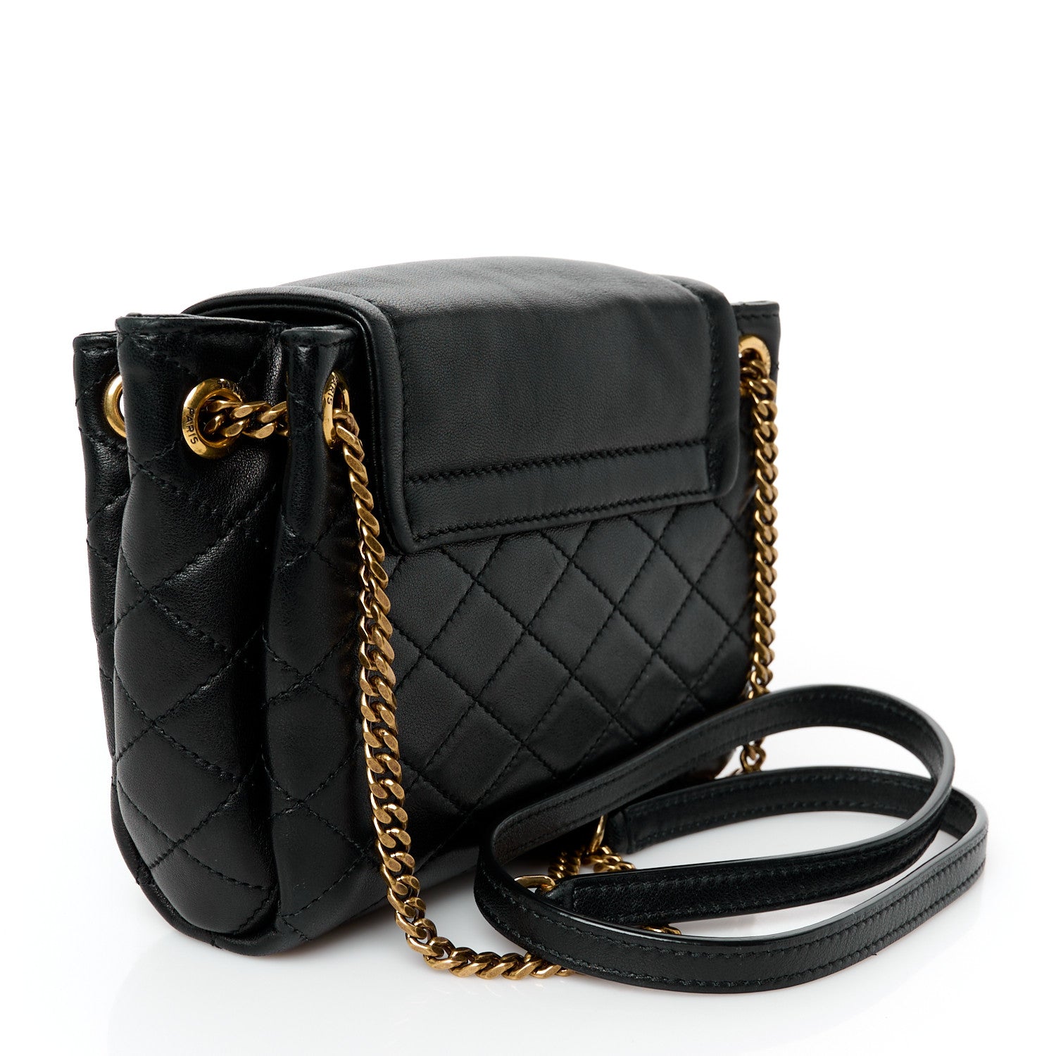 Lambskin Quilted Monogram Mini Nolita Black