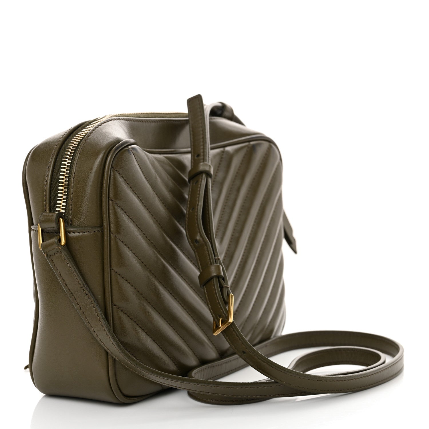 Calfskin Matelasse Monogram Lou Camera Bag Military Olive