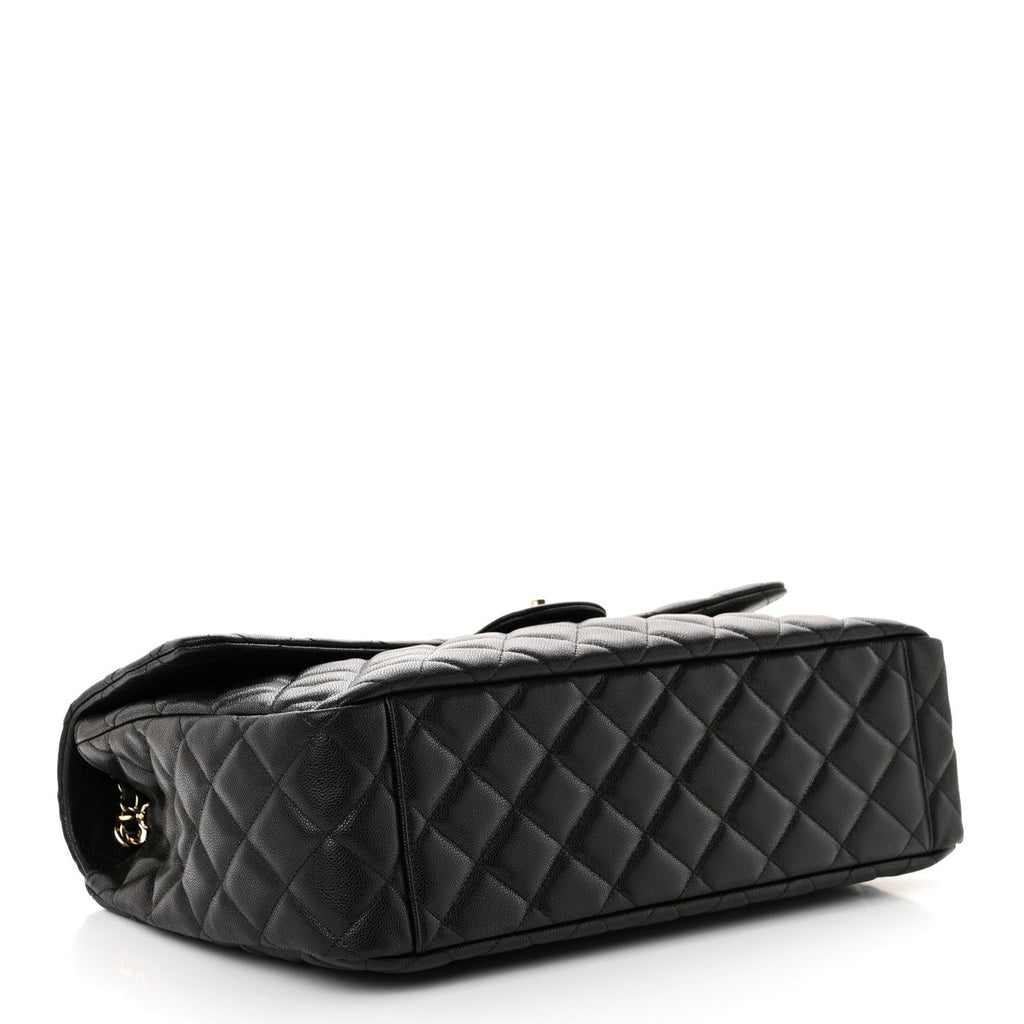 Caviar Quilted XXL Travel Flap Bag Black