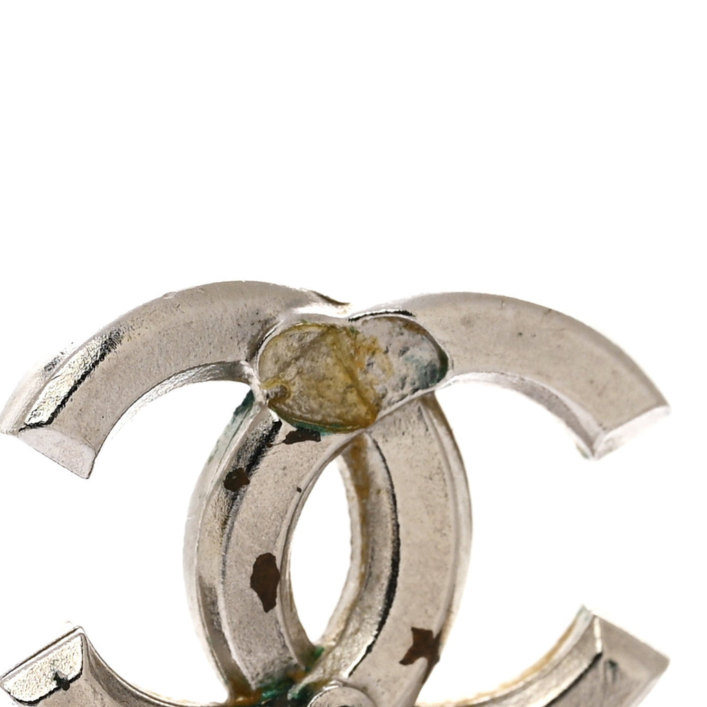 Baguette Crystal CC Earrings Silver