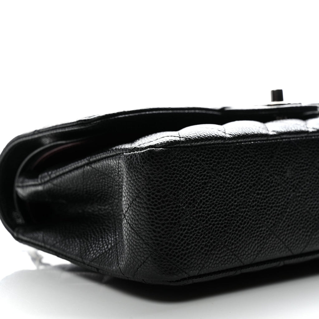 Caviar Quilted Medium Double Flap Black