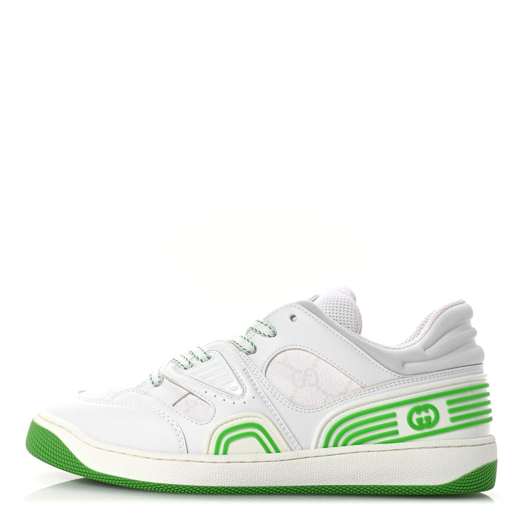 Demetra GG Supreme Monogram Womens Basket Low Top Sneakers 37.5 Great White Green