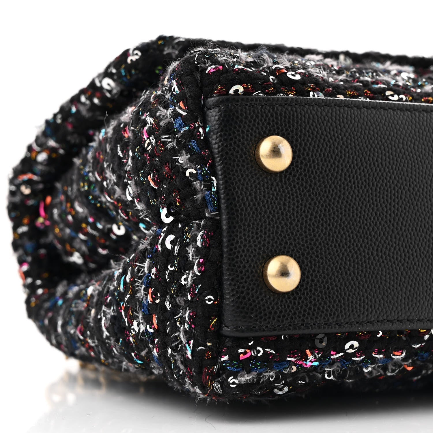 Tweed Sequin Mini Coco Handle Flap Black