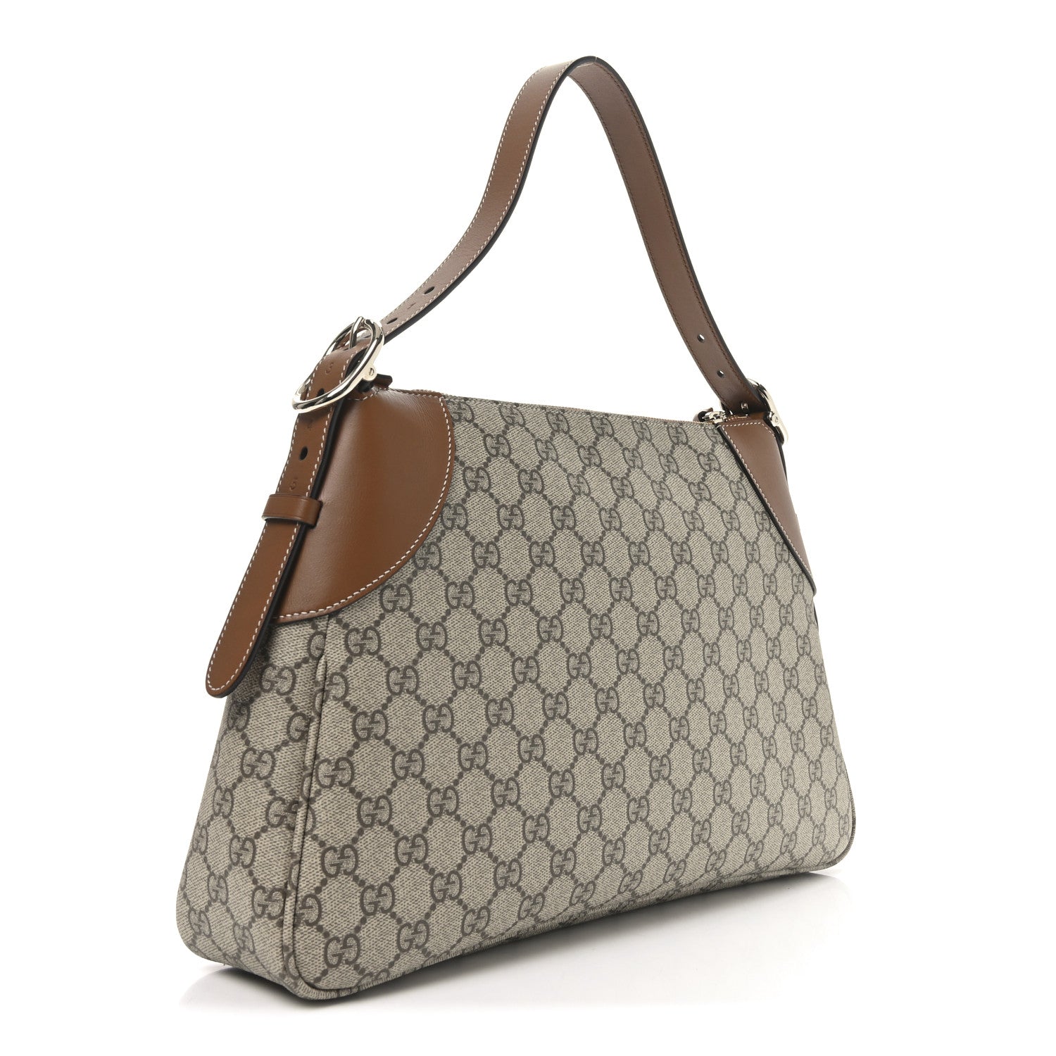 GG Supreme Monogram Emblem Medium Shoulder Bag Beige Ebony Sundial