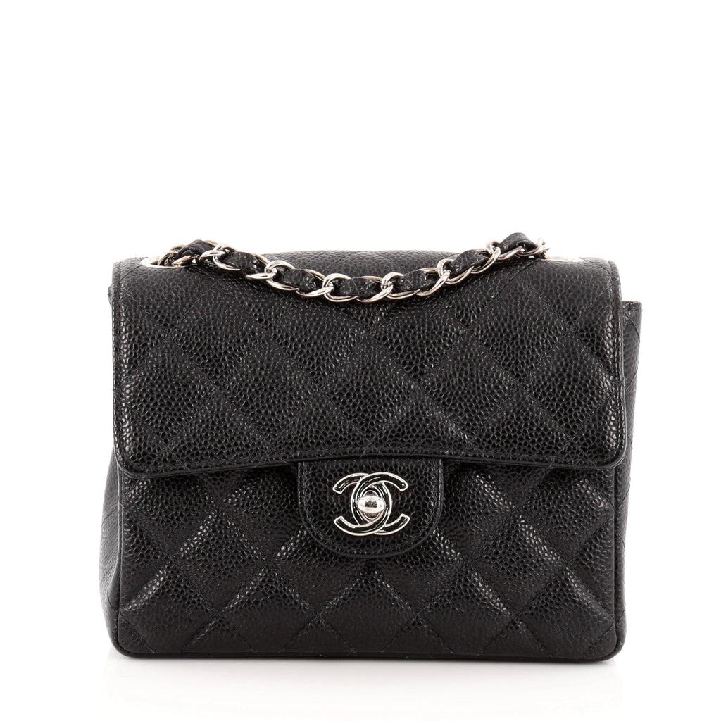Vintage Square Classic Single Flap Bag Quilted Caviar Mini