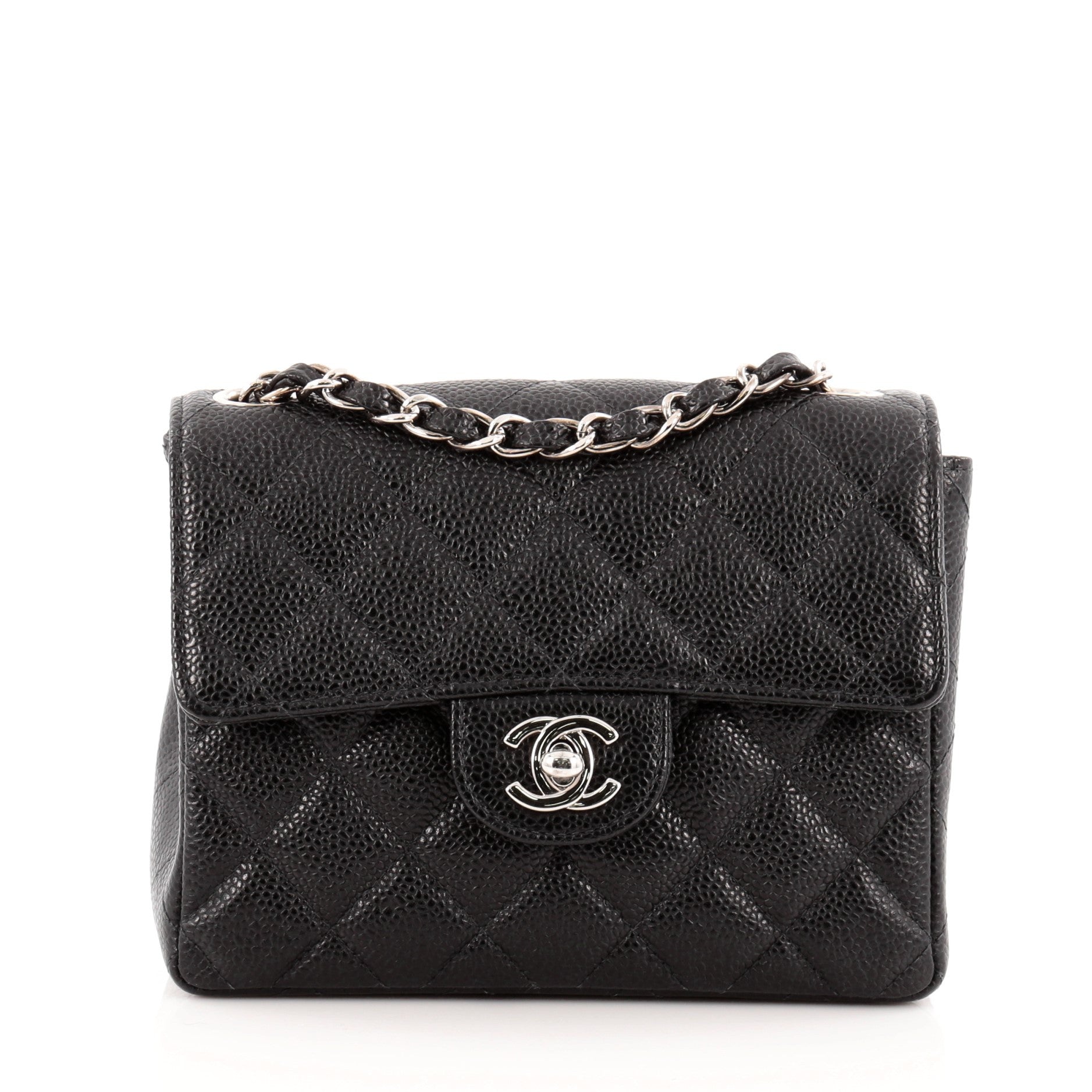 Vintage Square Classic Single Flap Bag Quilted Caviar Mini