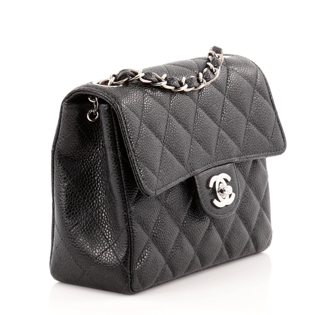 Vintage Square Classic Single Flap Bag Quilted Caviar Mini