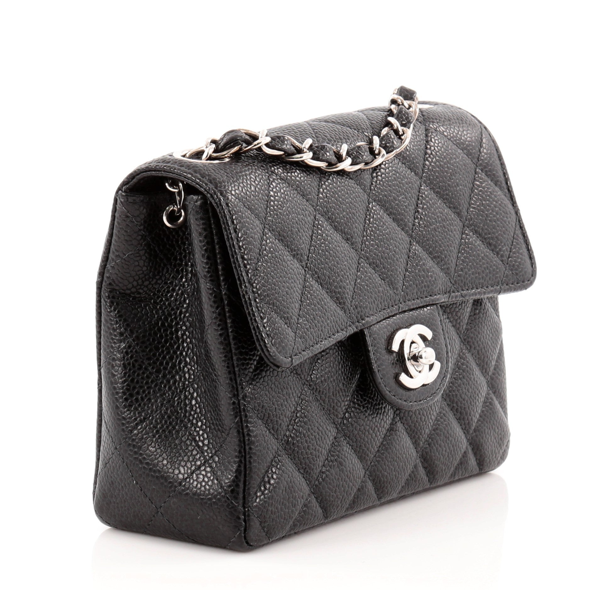 Vintage Square Classic Single Flap Bag Quilted Caviar Mini
