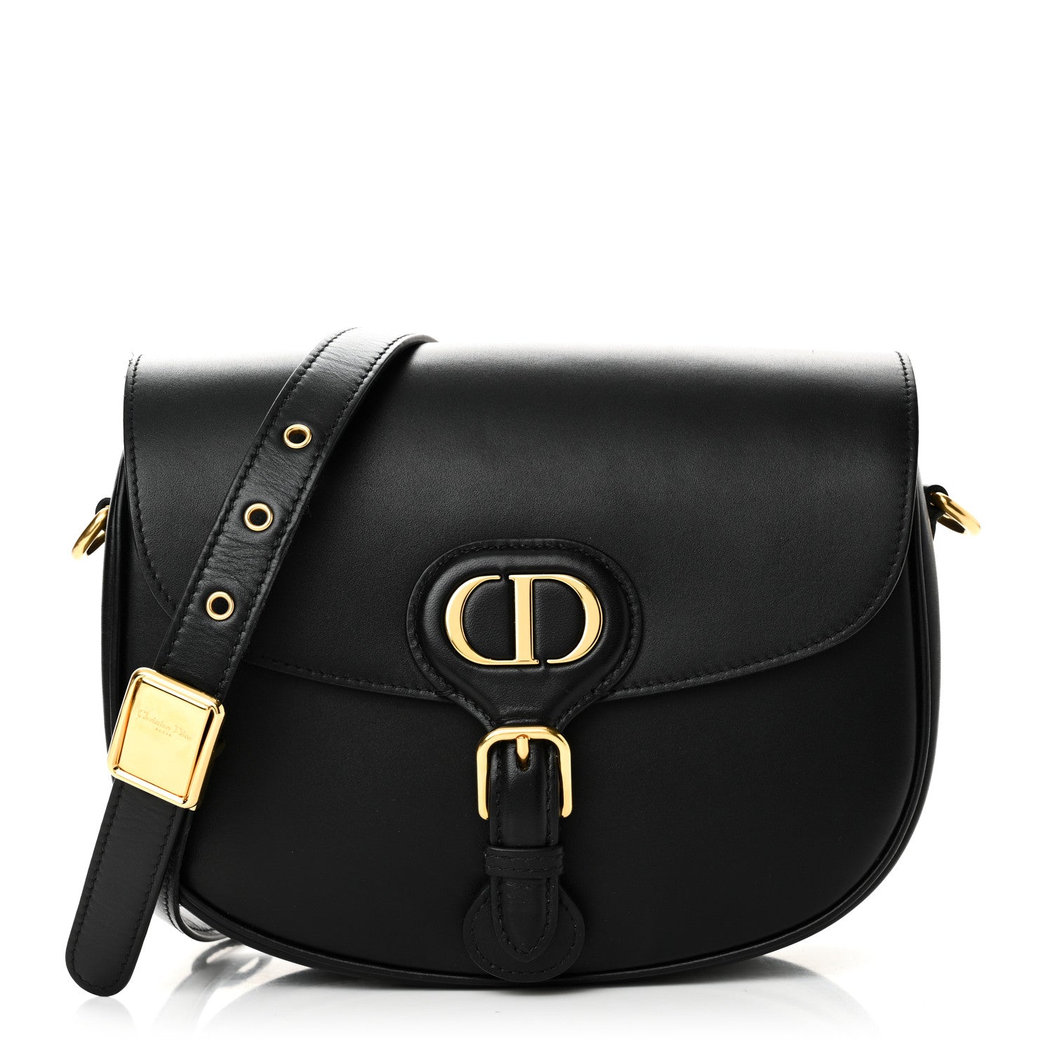 Box Calfskin Medium Bobby Flap Black