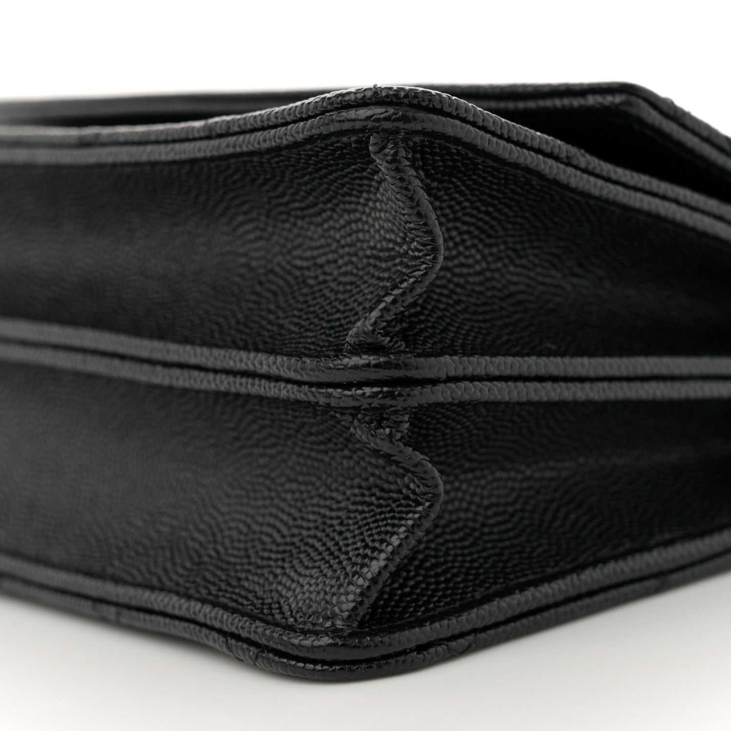Caviar Quilted Trendy Handle Clutch With Chain Black