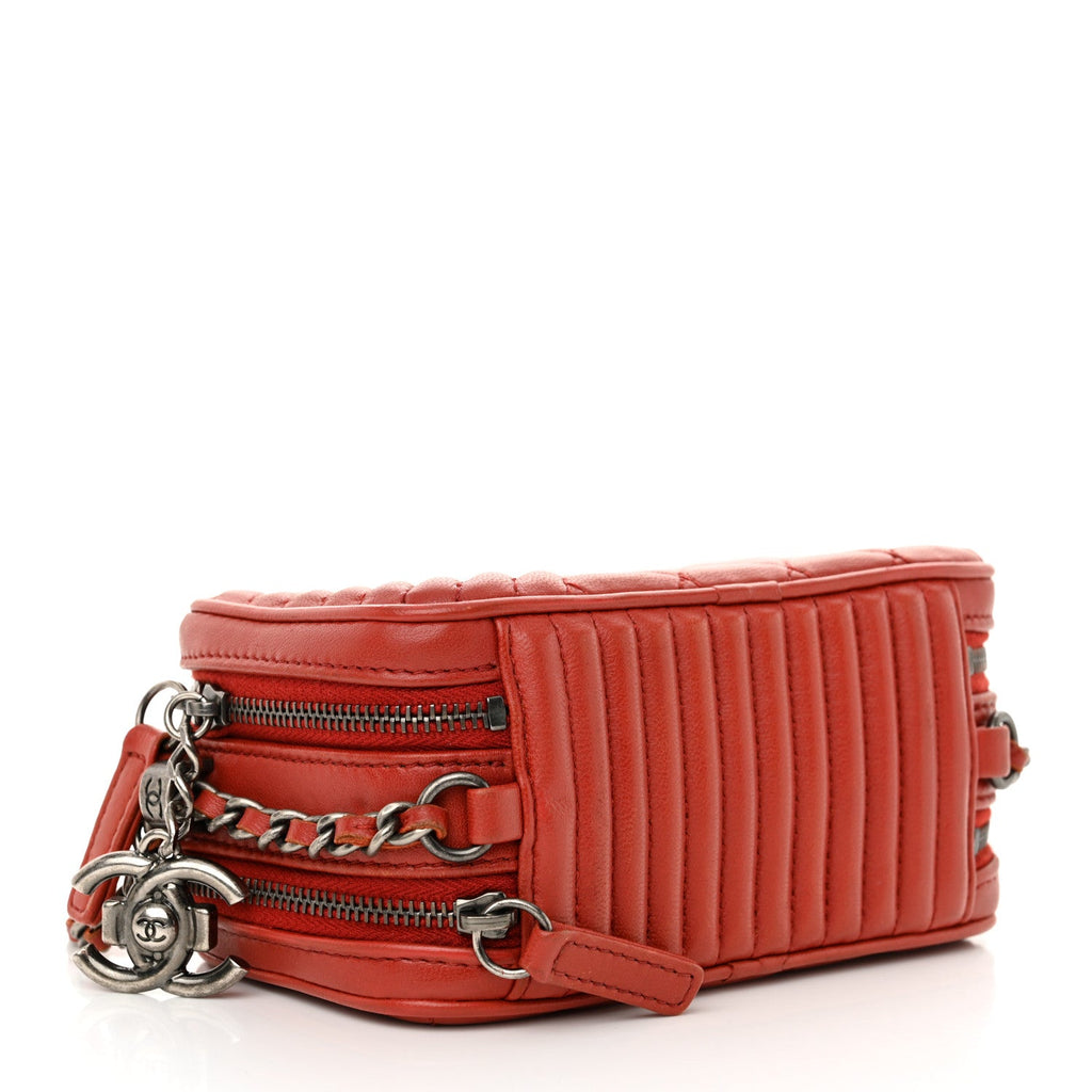 Lambskin Quilted Mini Coco Boy Camera Case Red