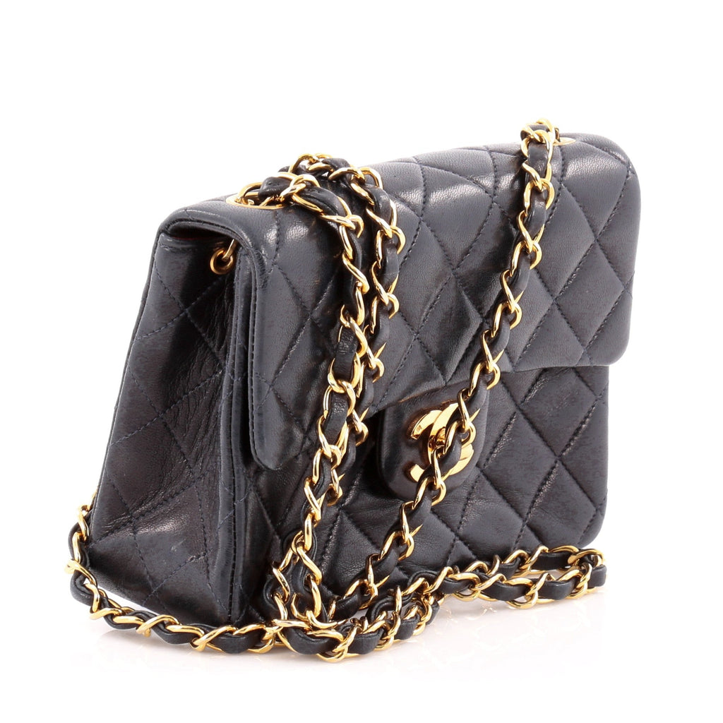 Vintage Square Classic Single Flap Bag Quilted Leather Mini