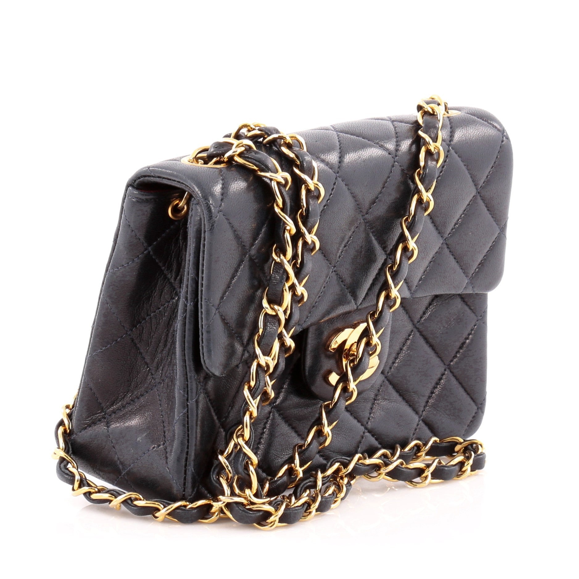 Vintage Square Classic Single Flap Bag Quilted Leather Mini