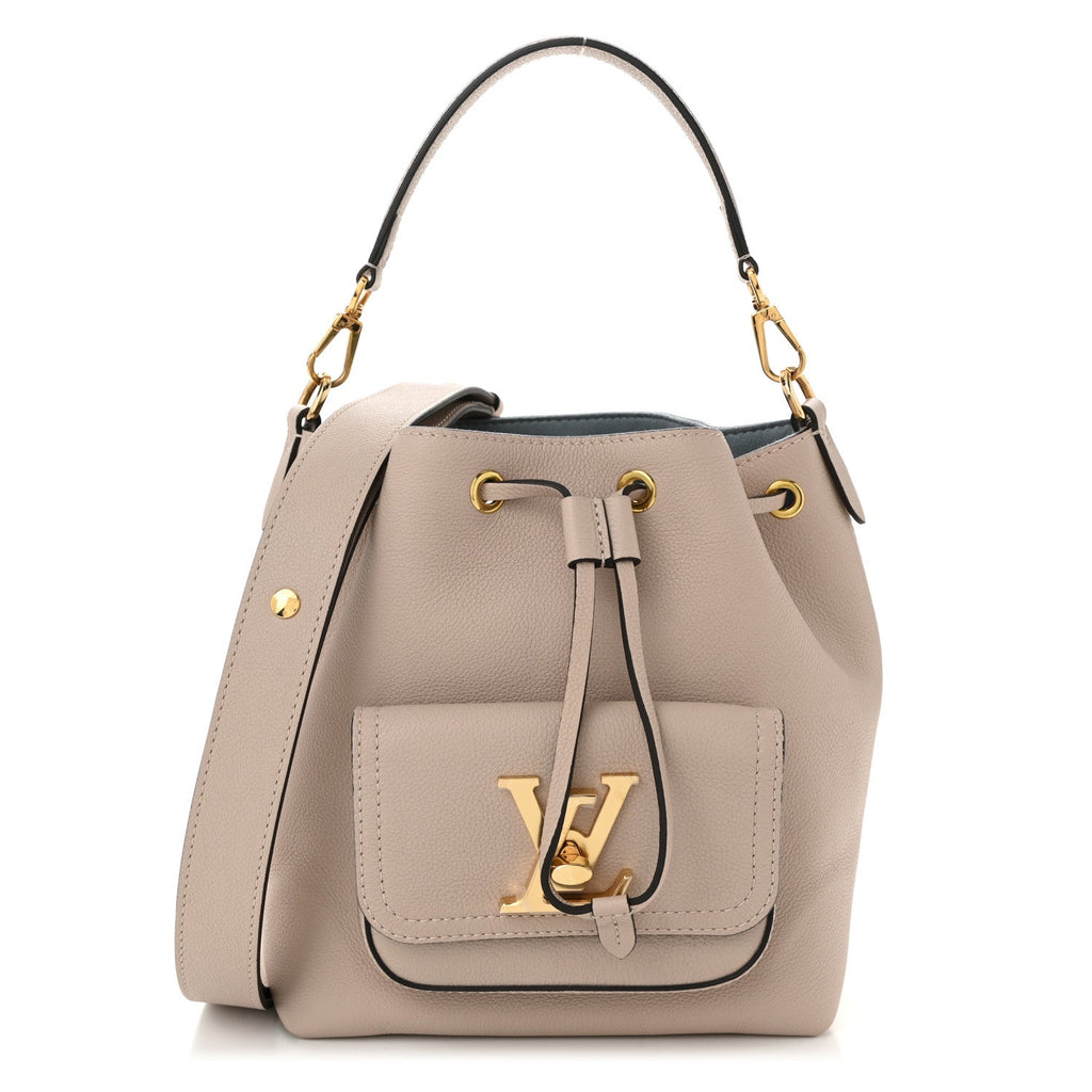 Calfskin Lockme Bucket MM Greige