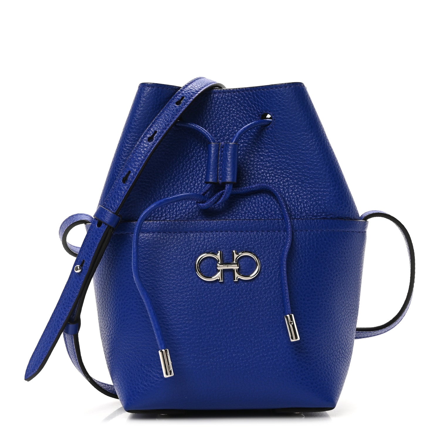 Grained Calfskin Mini Gancino Bucket Bag Bluette
