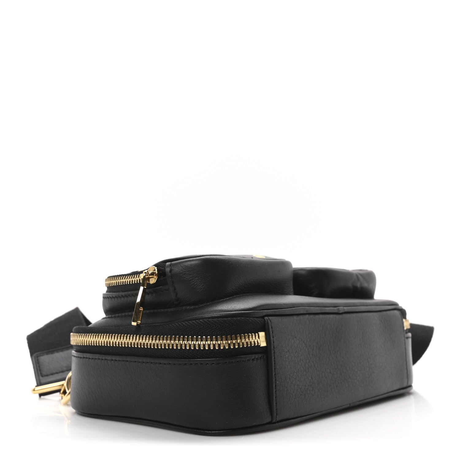 Calfskin Monogram Embossed Utility Crossbody Black