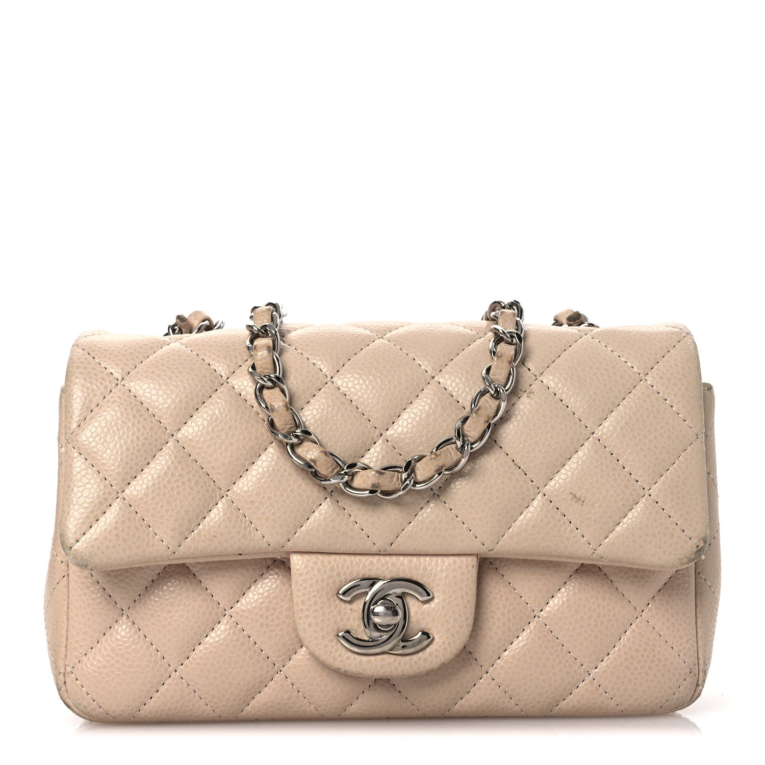 Caviar Quilted Mini Rectangular Flap Light Pink