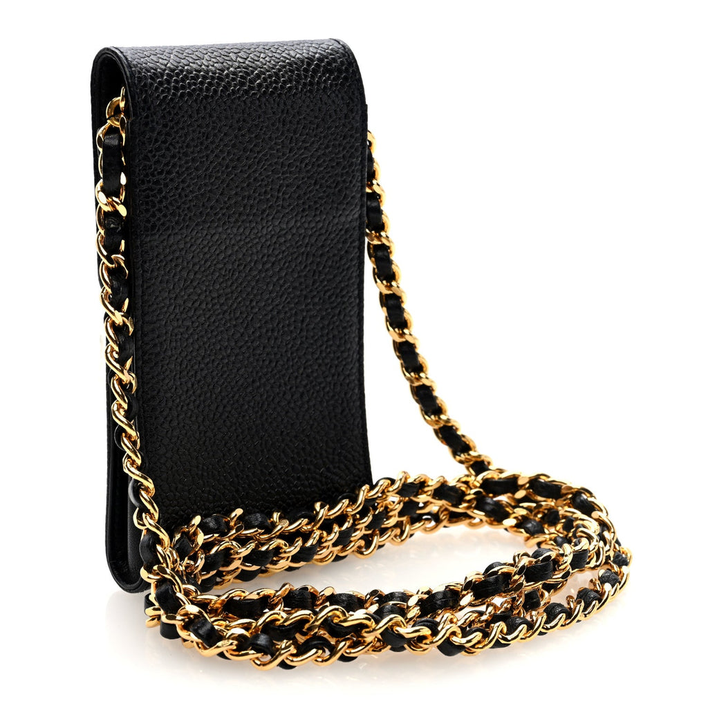 Caviar CC Phone Holder Crossbody Black