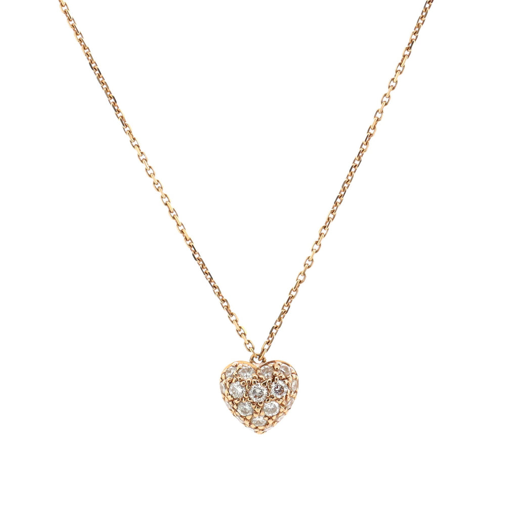 Heart Pendant Necklace 18K Rose Gold and Diamonds Small