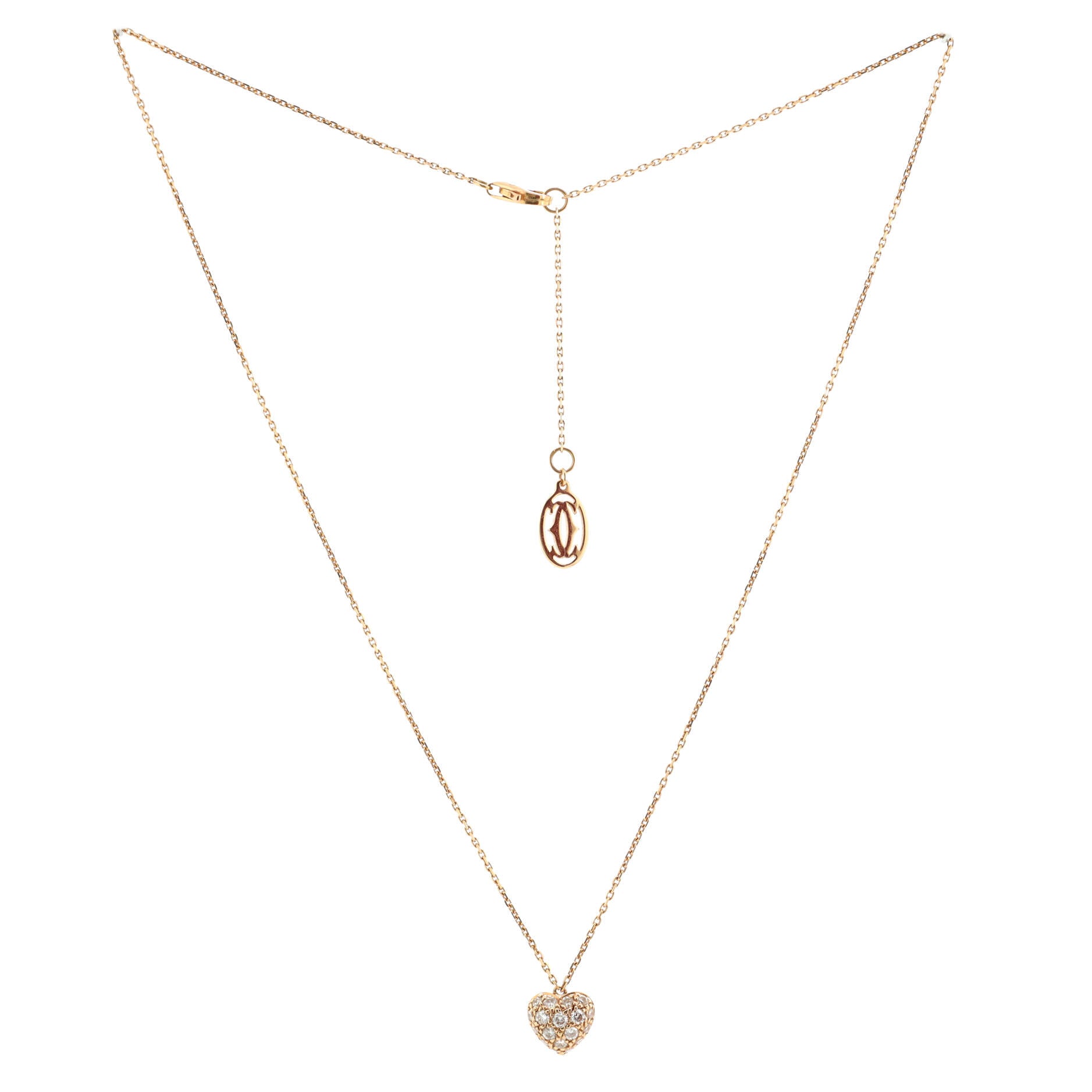 Heart Pendant Necklace 18K Rose Gold and Diamonds Small