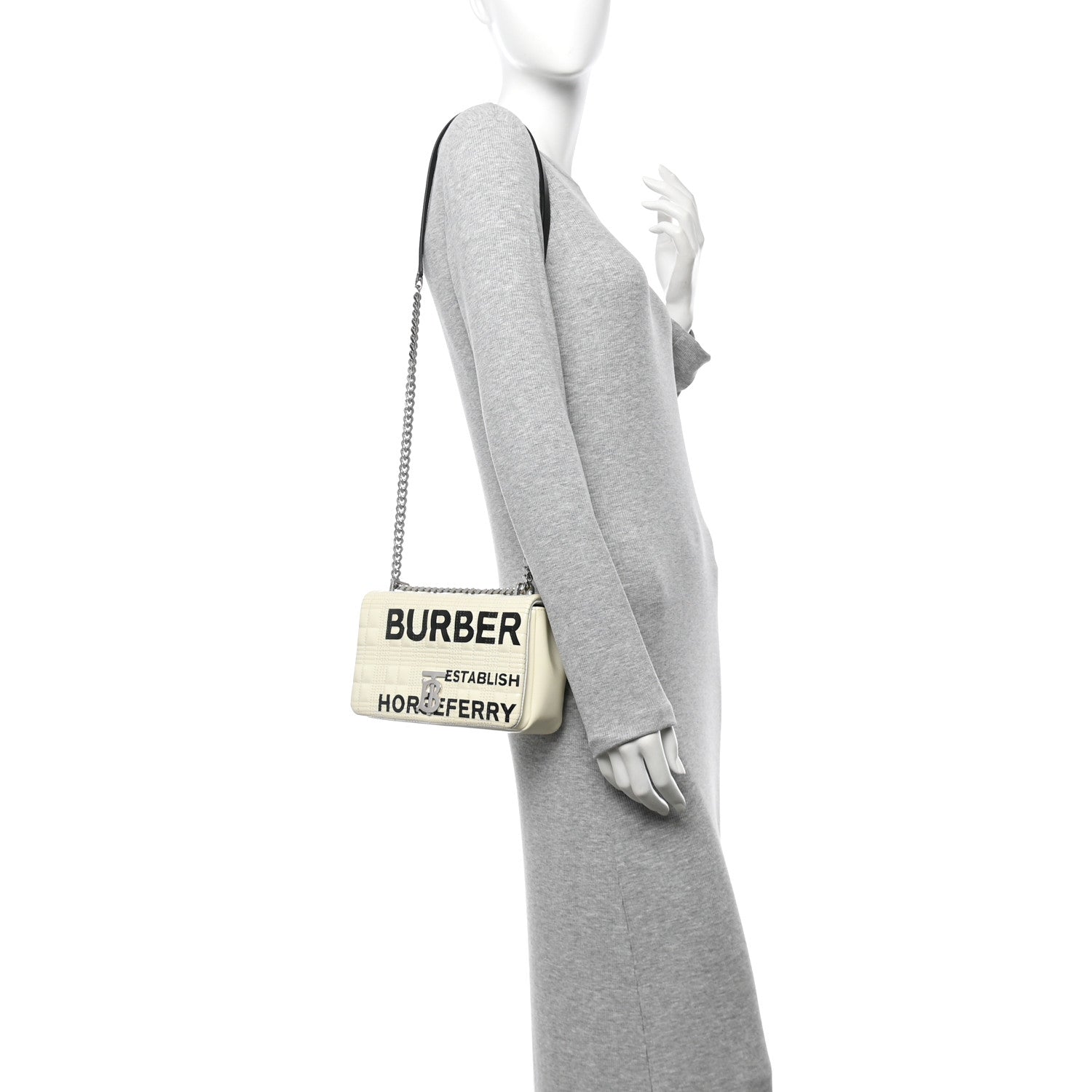 Patent Quilted Horseferry Print Small Lola Bag White