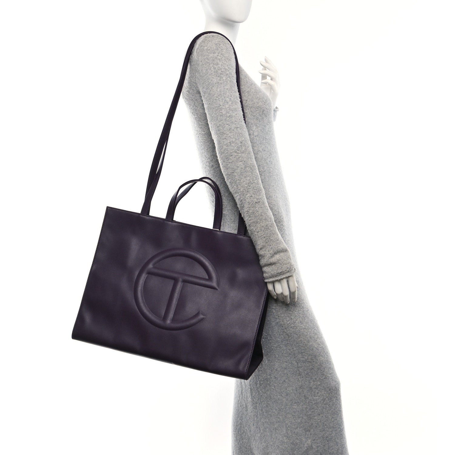 Vegan Leather Large Shopping Bag Eggplant