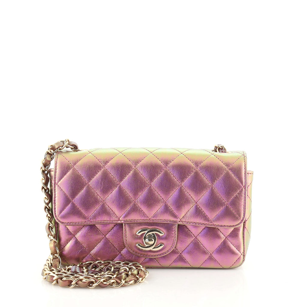 Classic Single Flap Bag Quilted Iridescent Lambskin Mini