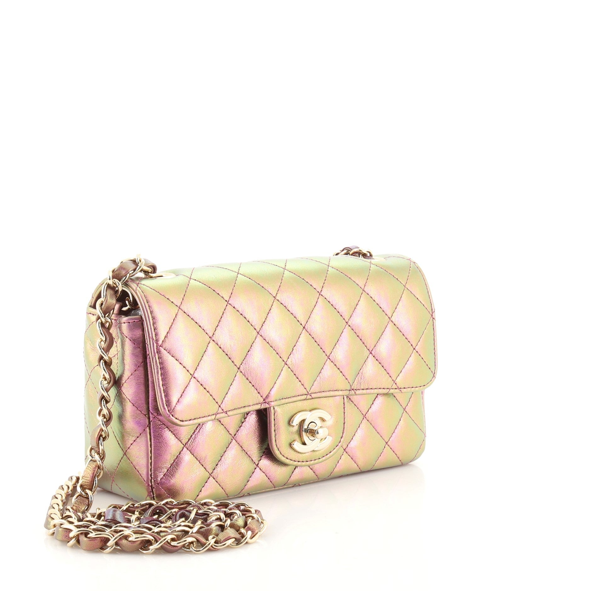 Classic Single Flap Bag Quilted Iridescent Lambskin Mini