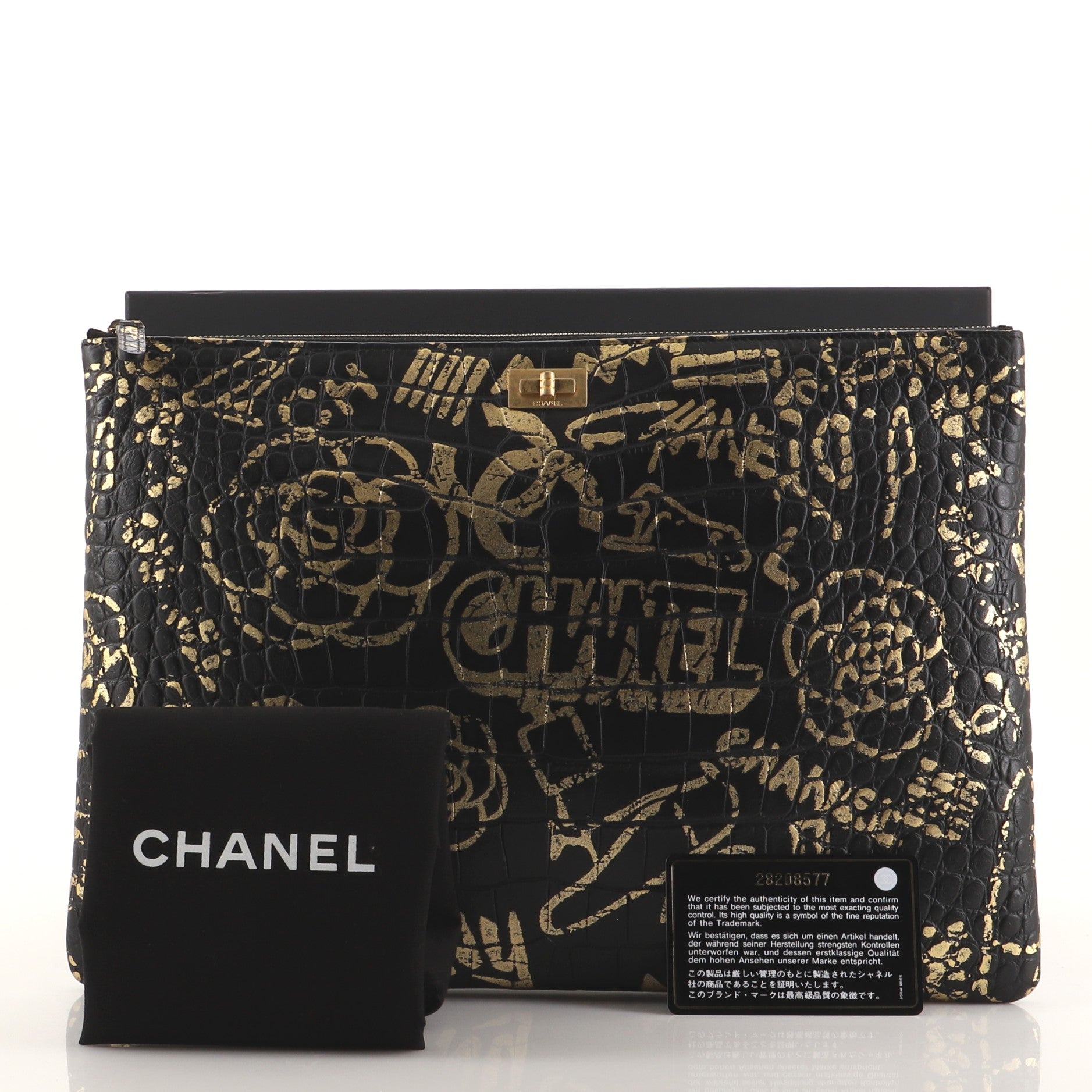 Reissue 2.55 O Case Clutch Graffiti Crocodile Embossed Calfskin Large
