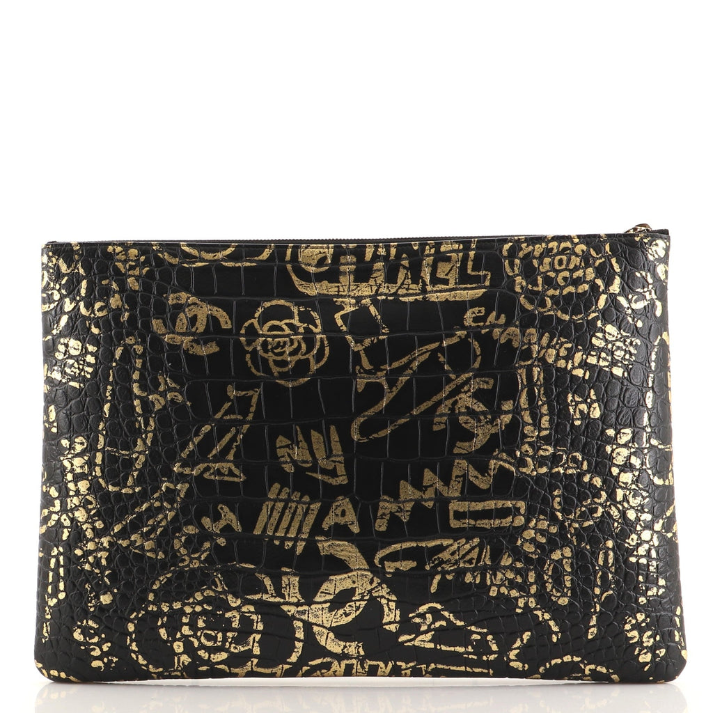 Reissue 2.55 O Case Clutch Graffiti Crocodile Embossed Calfskin Large