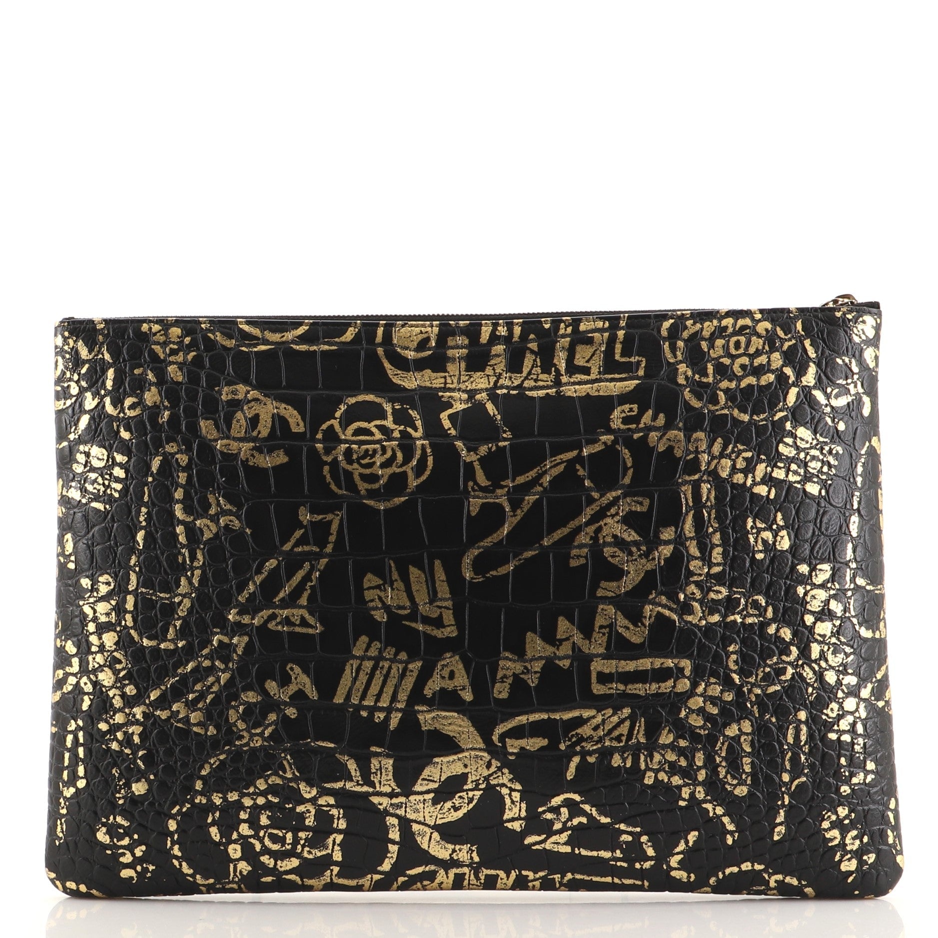Reissue 2.55 O Case Clutch Graffiti Crocodile Embossed Calfskin Large
