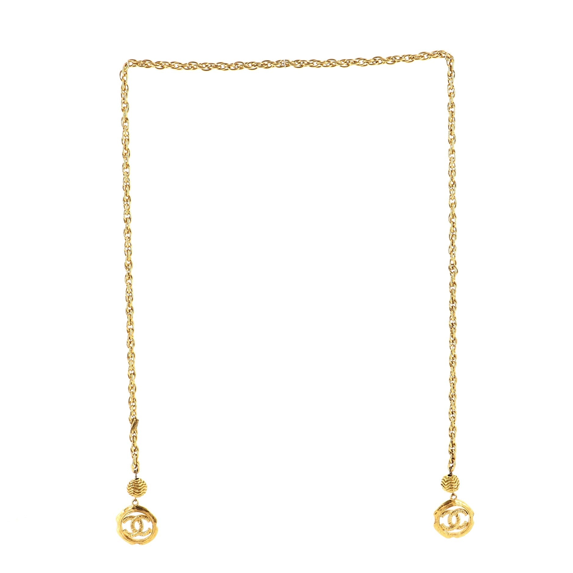Vintage Double CC Cut-out Chain Necklace Metal