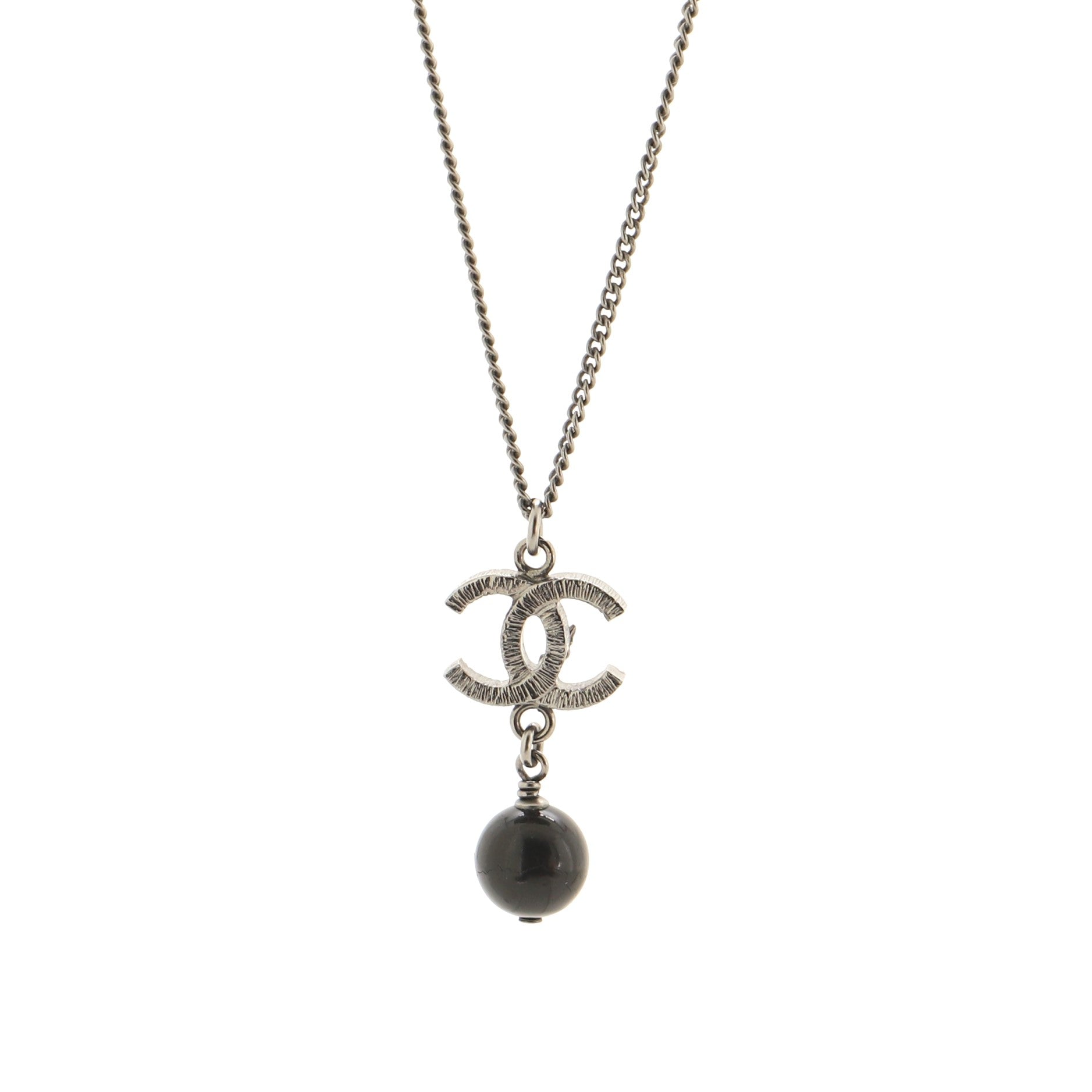 CC Drop Pendant Necklace Metal with Bead