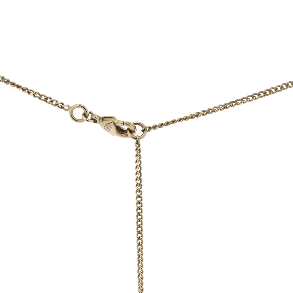 CC Drop Pendant Necklace Metal with Enamel and Faux Pearl