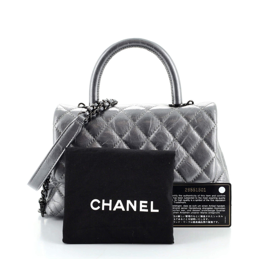 Coco Top Handle Bag Quilted Aged Calfskin Mini