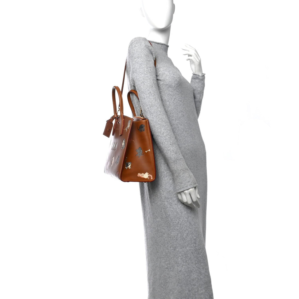 Calfskin Catogram City Steamer MM Chataigne