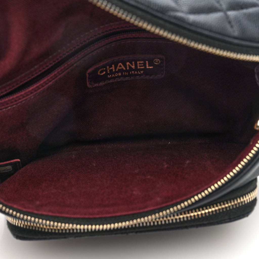 Caviar Quilted Business Affinity Waist Belt Bag Black