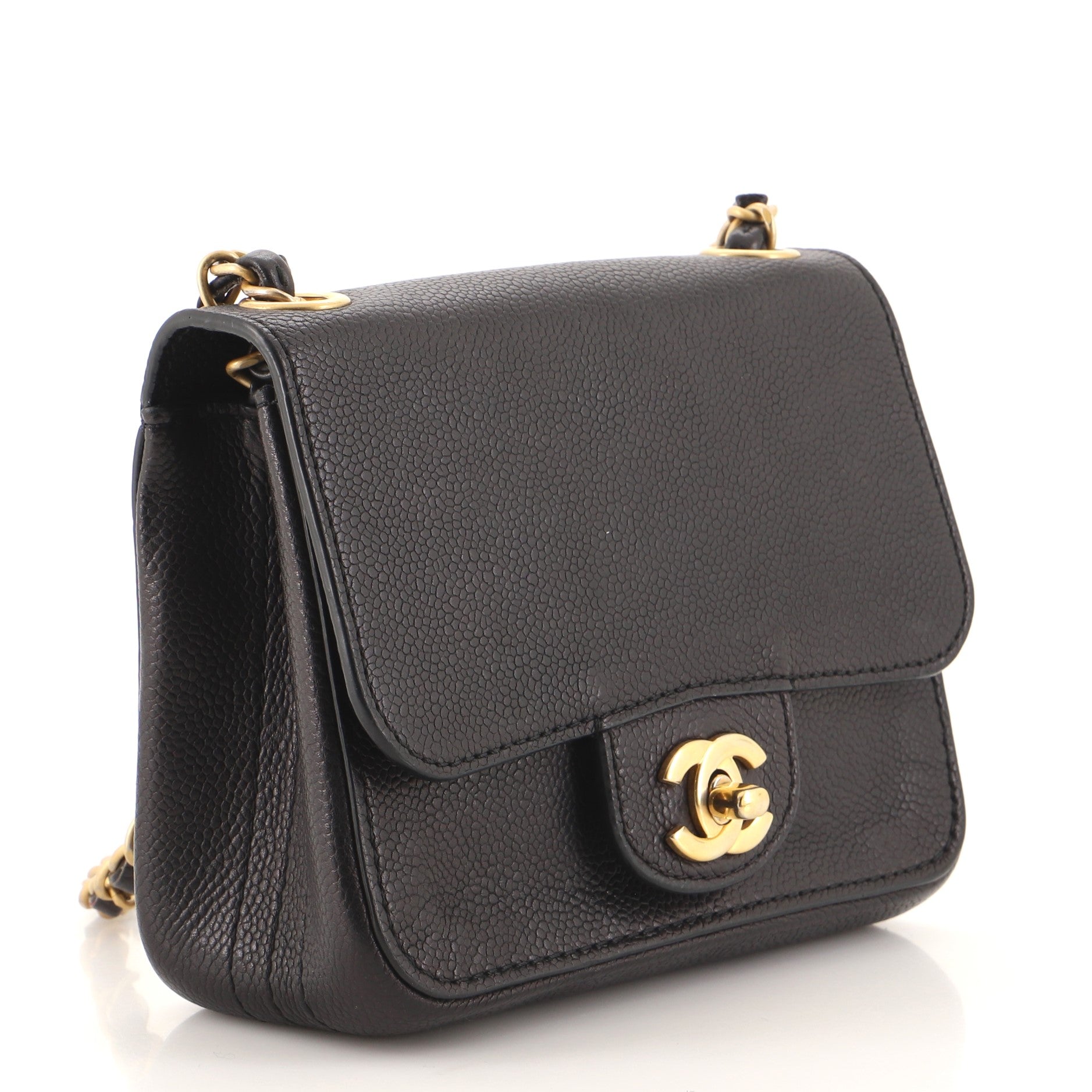 Square Classic Pure Single Flap Bag Caviar Mini