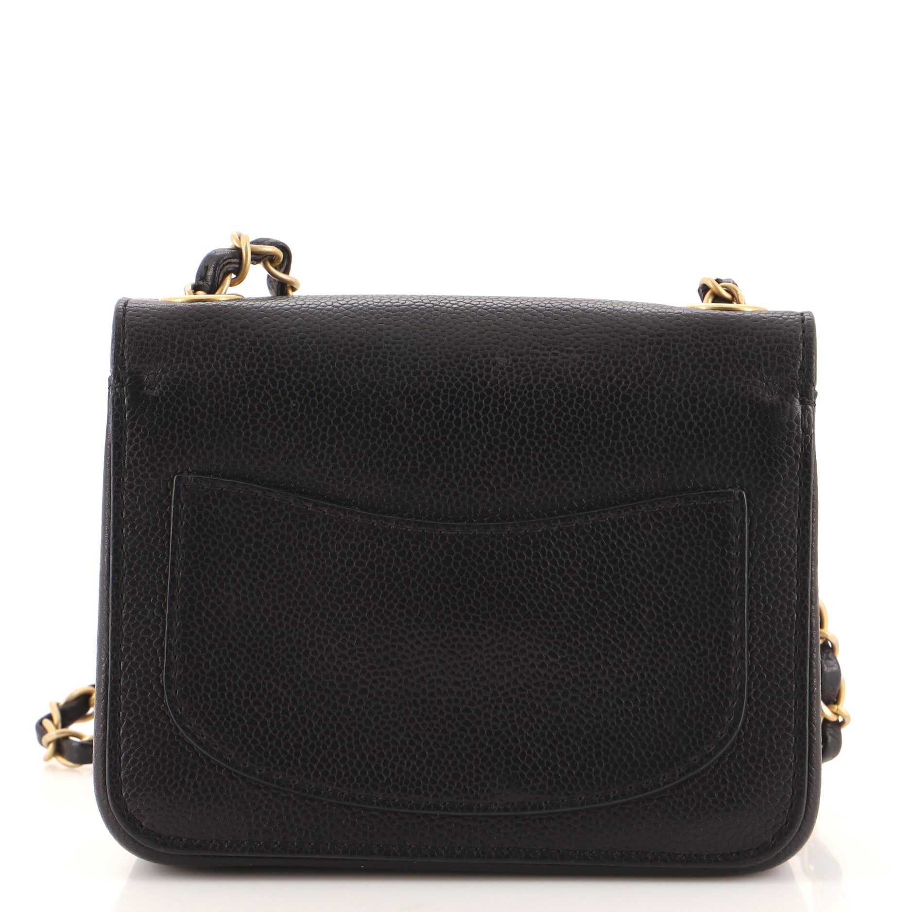 Square Classic Pure Single Flap Bag Caviar Mini