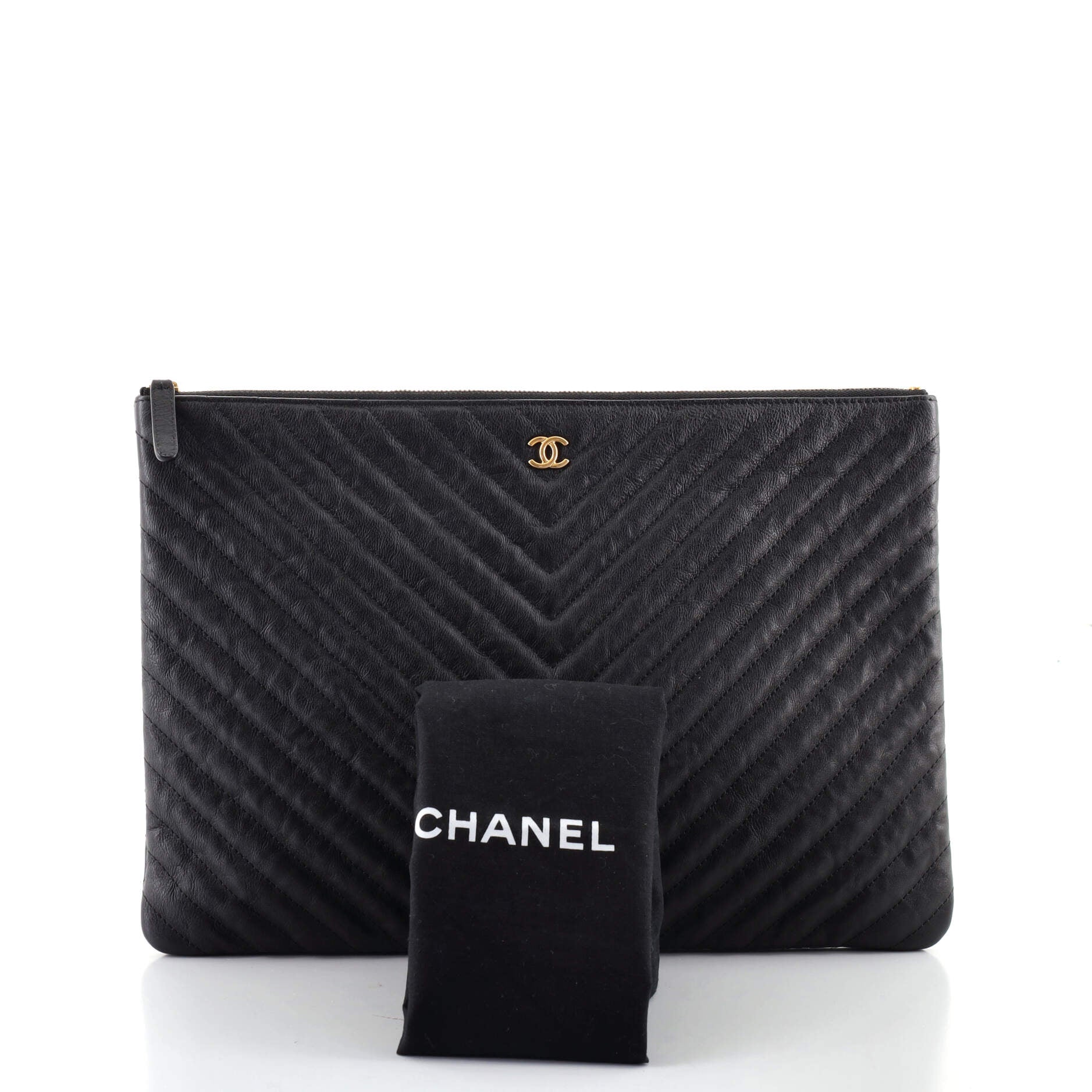 O Case Clutch Chevron Calfskin Large