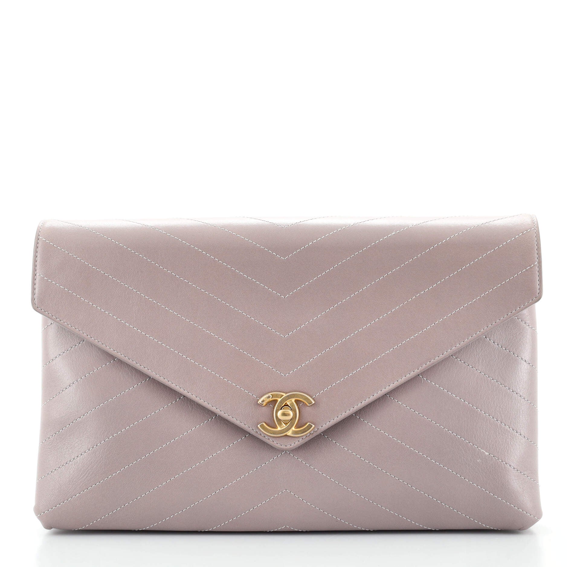 Coco Chevron Flap Clutch Stitched Calfskin