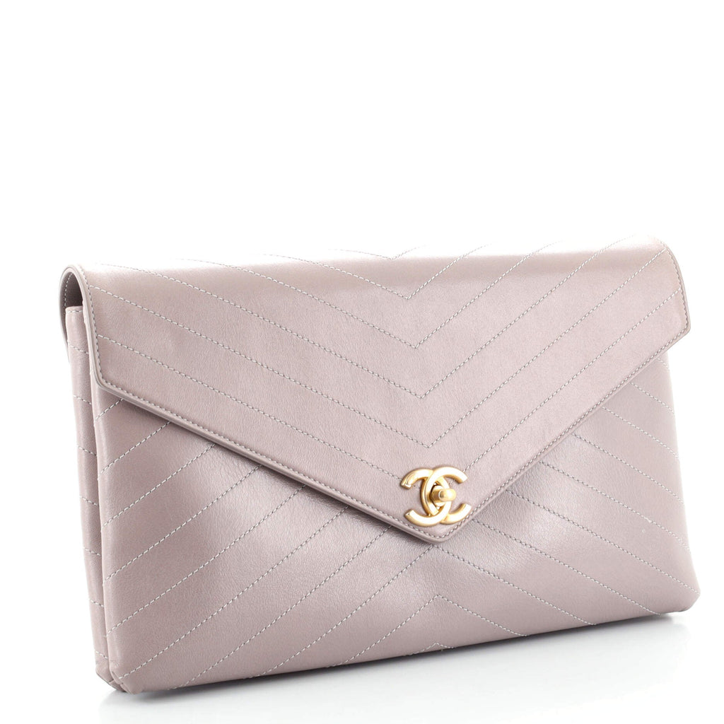 Coco Chevron Flap Clutch Stitched Calfskin