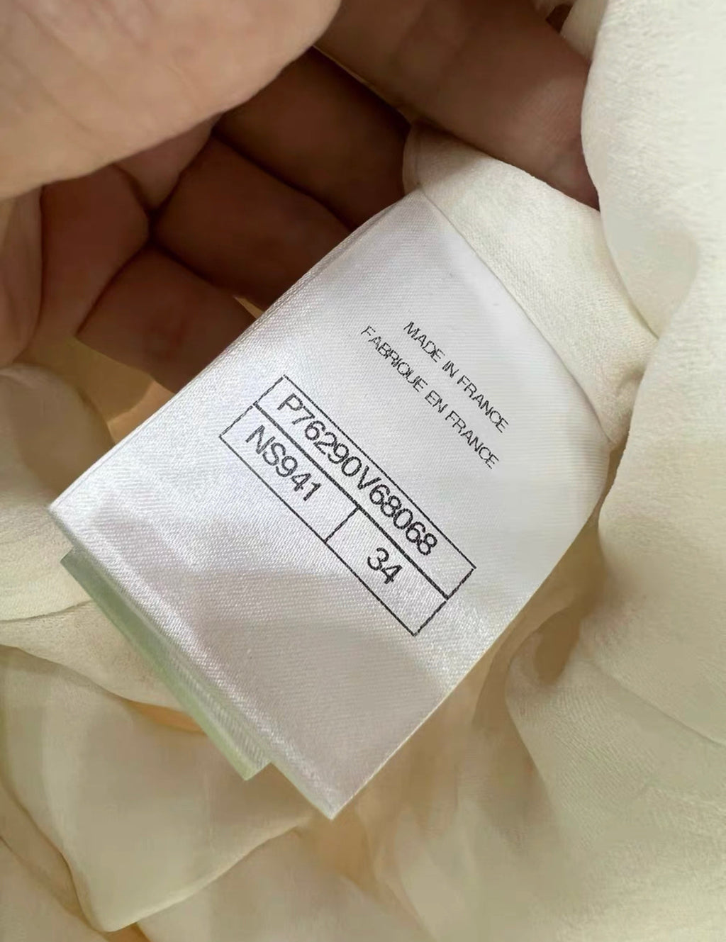 Chanel 24C white tweed dress with long sleeves size 34