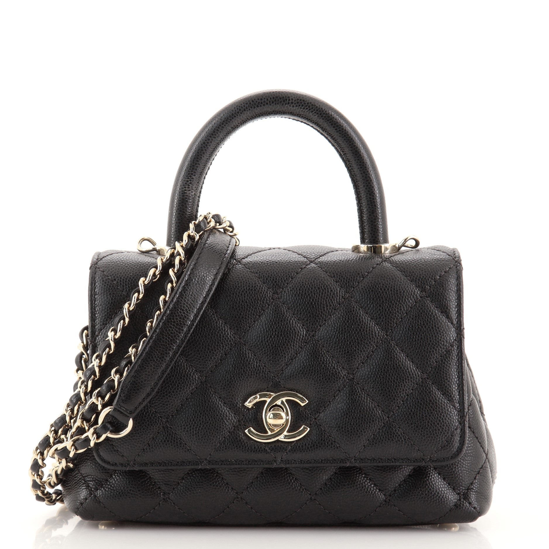 Coco Top Handle Bag Quilted Caviar Extra Mini