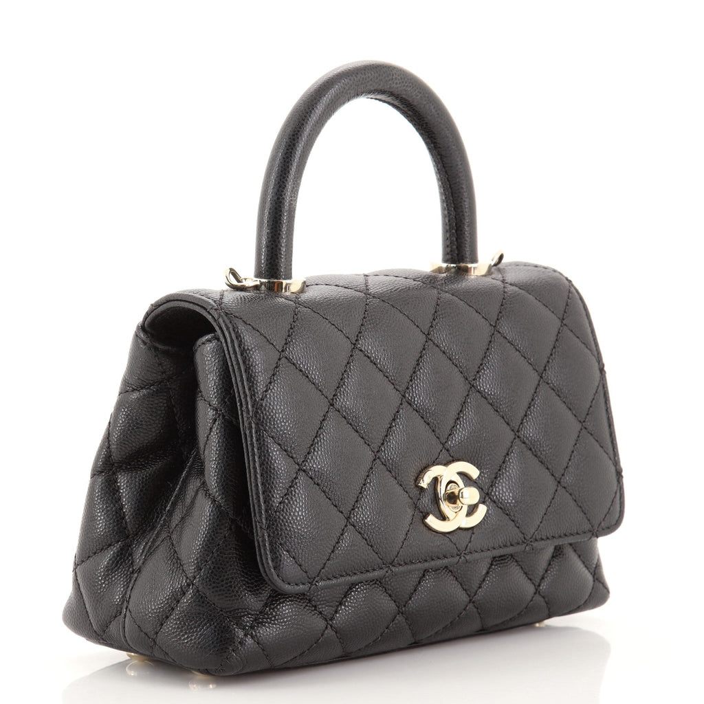 Coco Top Handle Bag Quilted Caviar Extra Mini