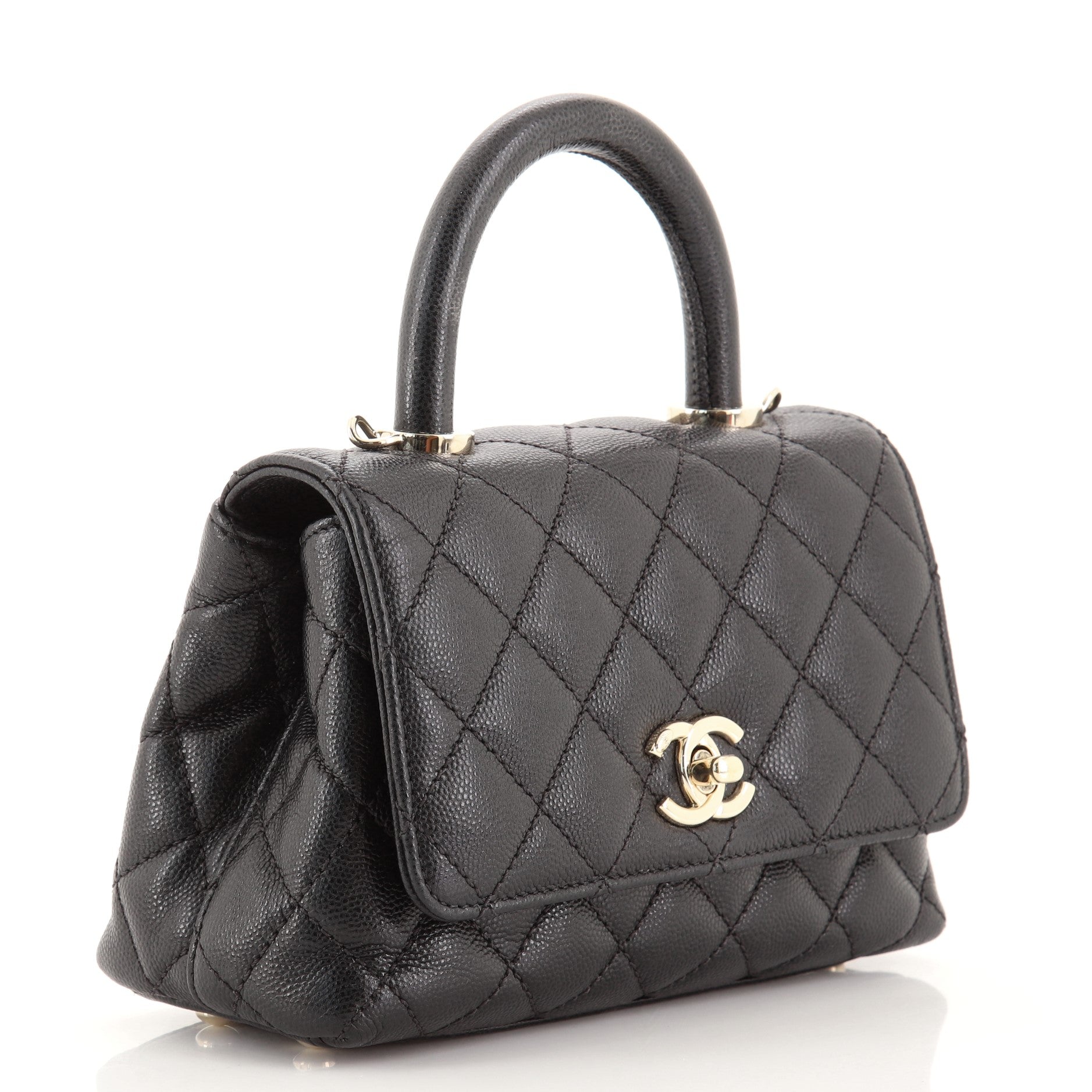 Coco Top Handle Bag Quilted Caviar Extra Mini