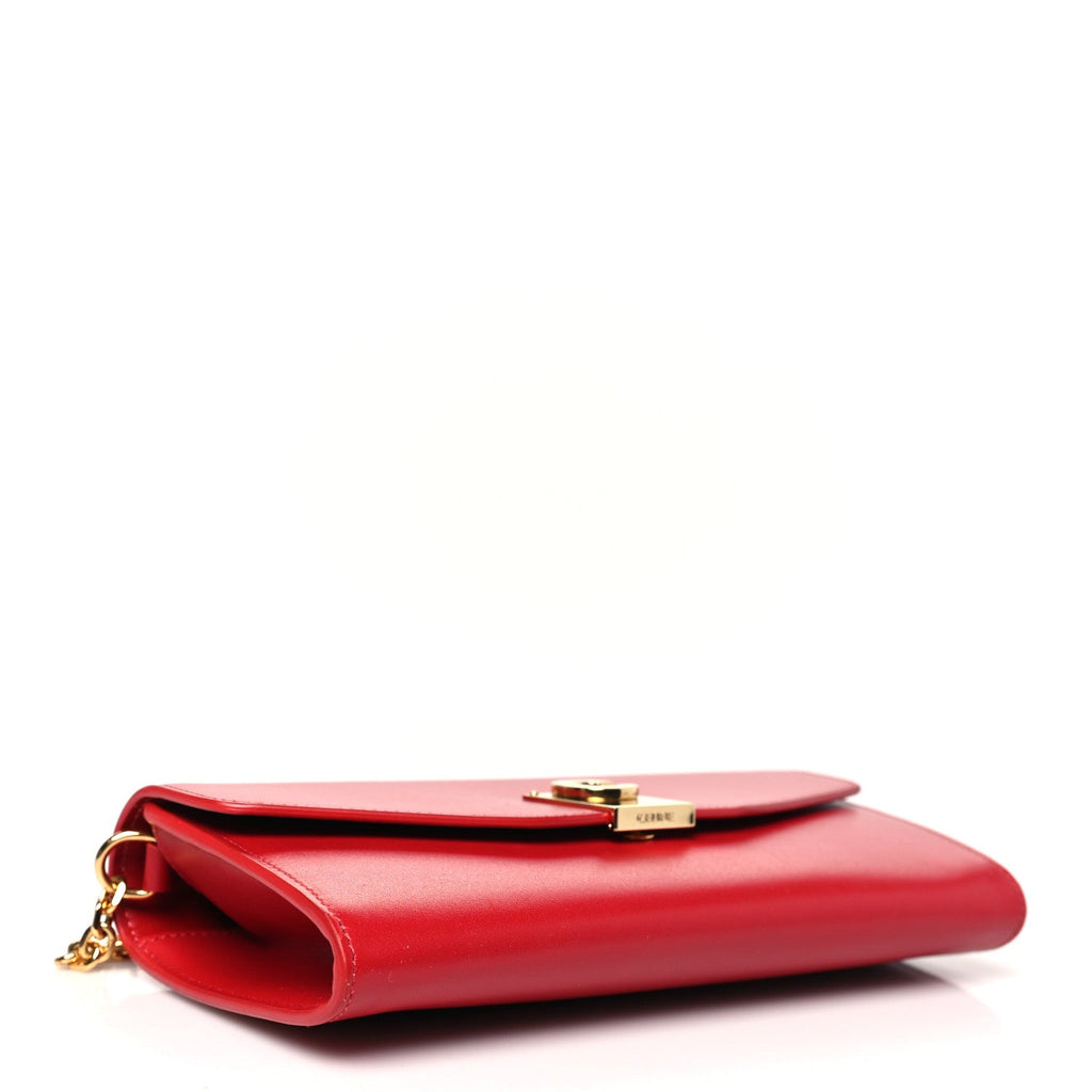 Shiny Smooth Calfskin C Wallet On Chain Bag Red